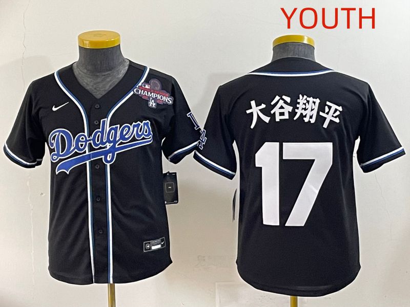 Youth 2025 Los Angeles Dodgers #17 Ohtani Black Three generations Fashion Nike MLB Jersey style 20